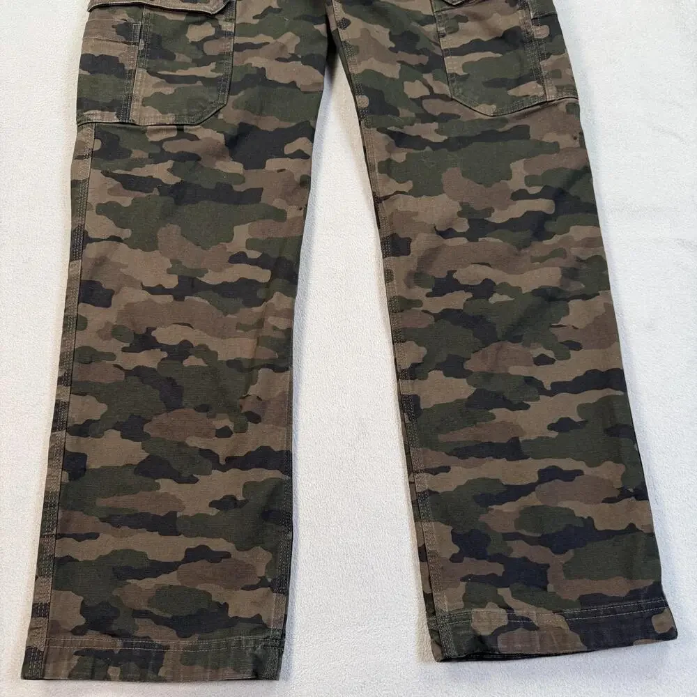 Duluth Trading Co Pants Mens 34x32 Green Camo Flex Fire Hose Cargo Workwear